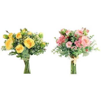 

Artificial Flowers Silk Peony Roses with Baby'S Breath 2 Bundles