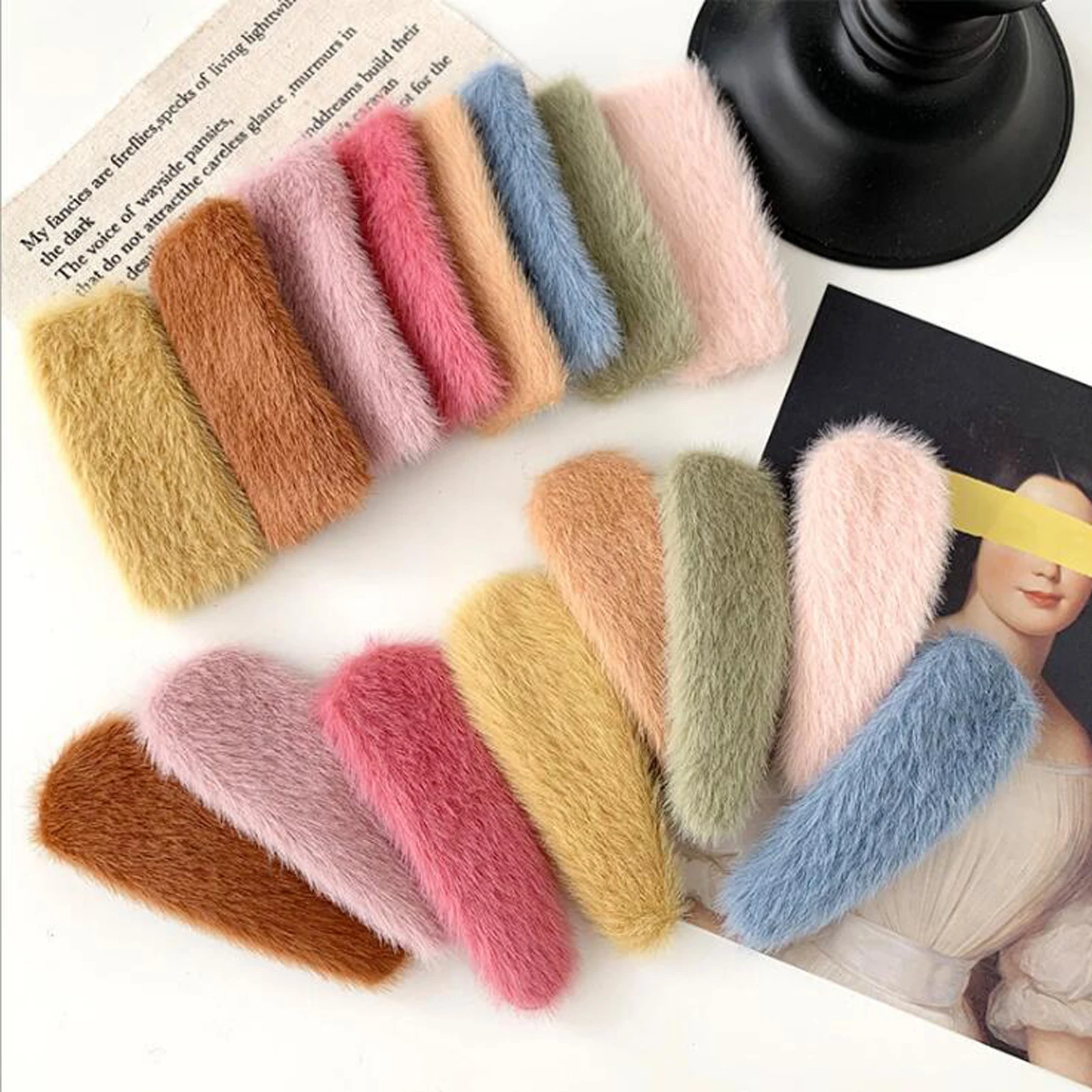 

New Fashion Autumn Hairpins Girls Warm Soft Artificial Mink Hair Hair Clips Water Drop Barrettes Women Hair Accessories