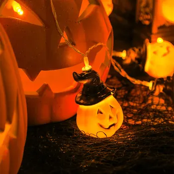 

20led Witch hat Pumpkin LED String Lights Hanging Pumpkin Fairy lights for Halloween Party Christmas Decorations
