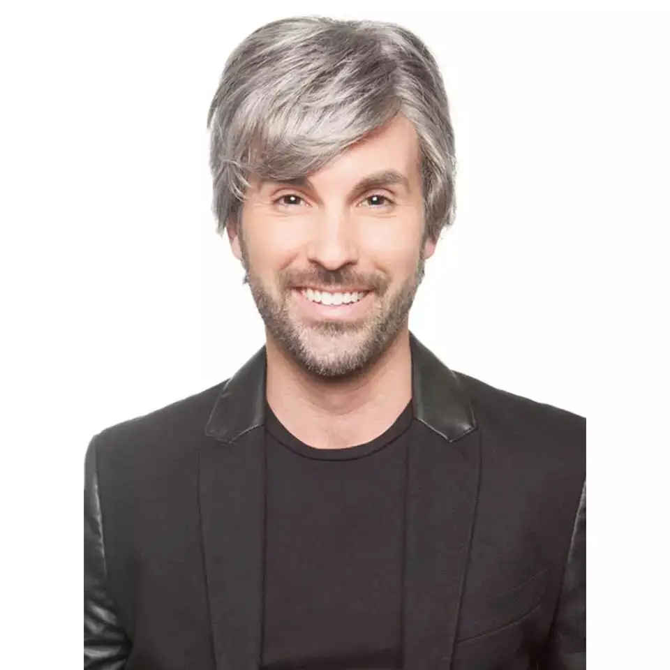 

YOUR BEAUTY HAIR Women Men Synthetic Wig Short Curly Layered Haircut Grey Costume Wig Free Shipping Available