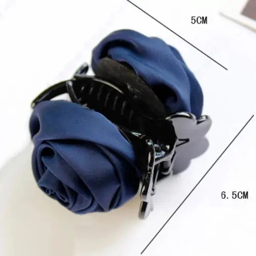 Navy Blue Женский элегантный тканевый розовый цветок зажим для волос зажим для хвоста заколка для волос головной убор - Цвет: Navy Blue