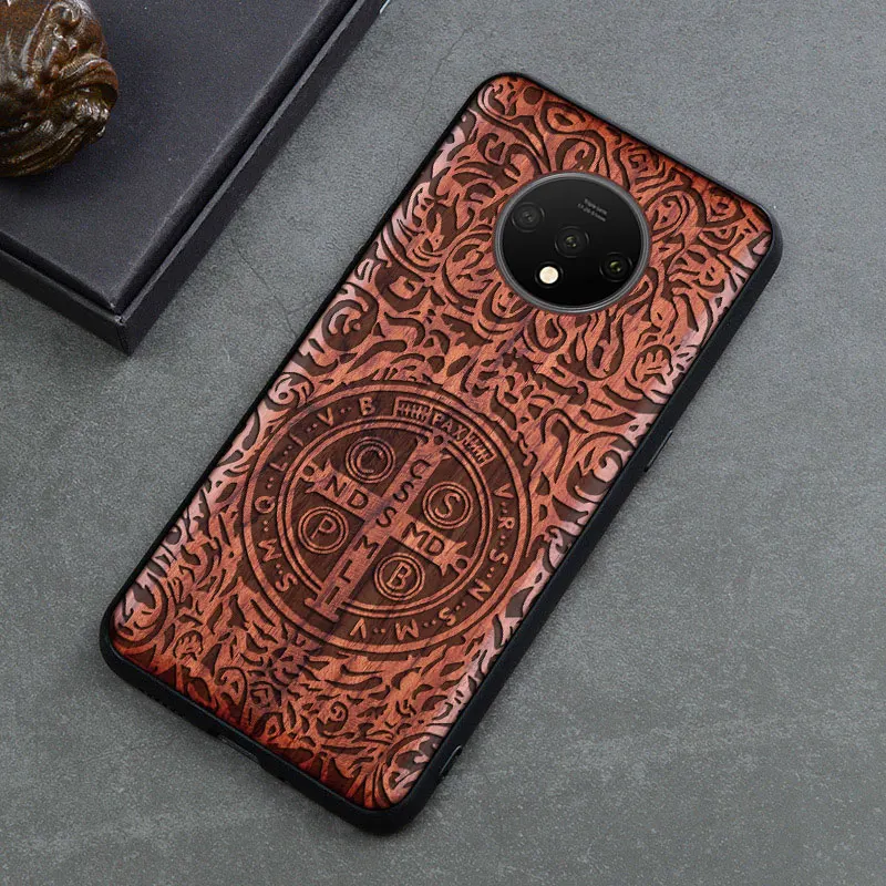 4 Резной деревянный ящик для OnePlus 7T One Plus 7T противоударный чехол TPU бампер чехол для OnePlus 7t Pro Чехол деревянная оболочка OnePlus 1+ 7t - Цвет: 4