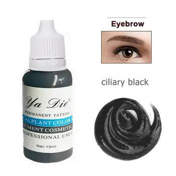 

1/2 Oz. Permanent Makeup Microblading Pigment Tattoo Ink Eyebrow Lips Lasting Color Body Tattoo Art (ciliary black)