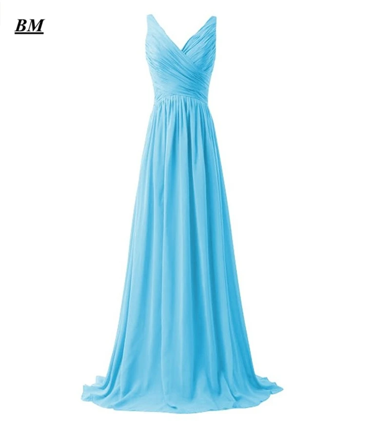 

2019 Elegant Cheap A-line V-Neck Chiffon Prom Dresses Beaded Long Formal Evening Dress Party Gown Vestidos De Gala BM98