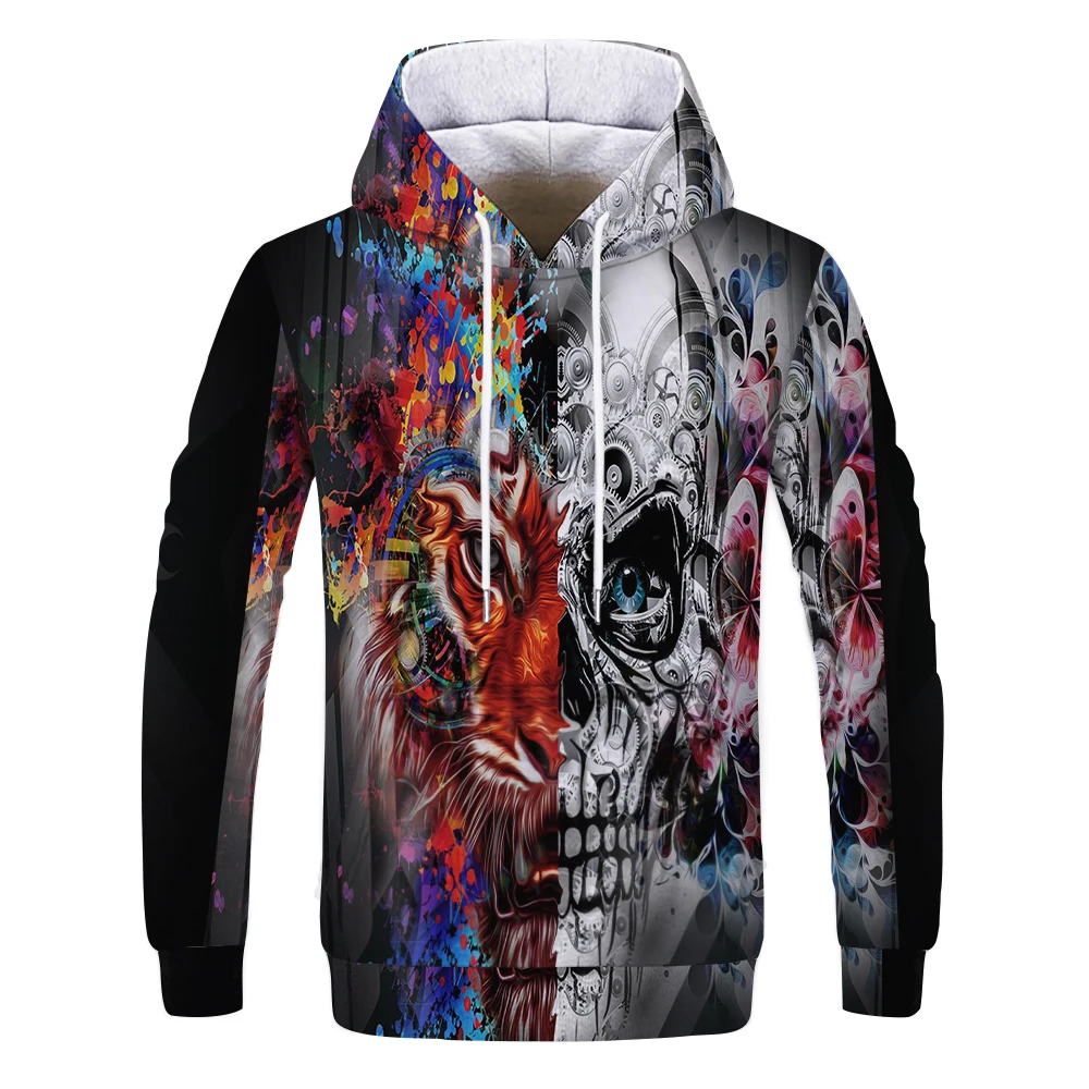 

Fashion Men's and Women's Hoodie Skull Oil Painted Flower 3D Printing Casual Hoodie Outdoor Hip Hop Sweatshirt Made in China