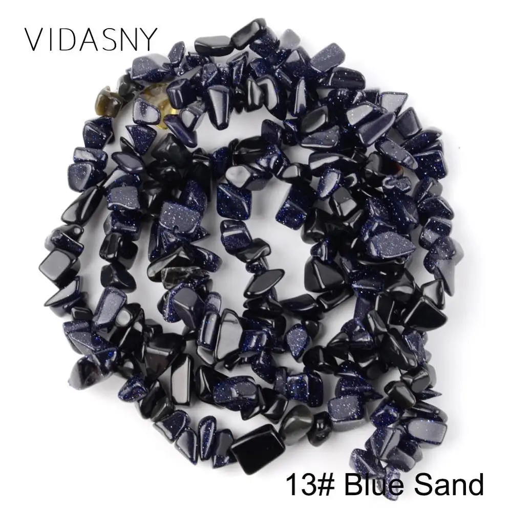 Натуральный микс нерегулярный, свободной формы чип гравий бусины индийские Агаты бусины с тигровым глазом для изготовления ювелирных изделий 3-5-8-12 мм Diy браслет 16'' - Цвет: Blue Sand