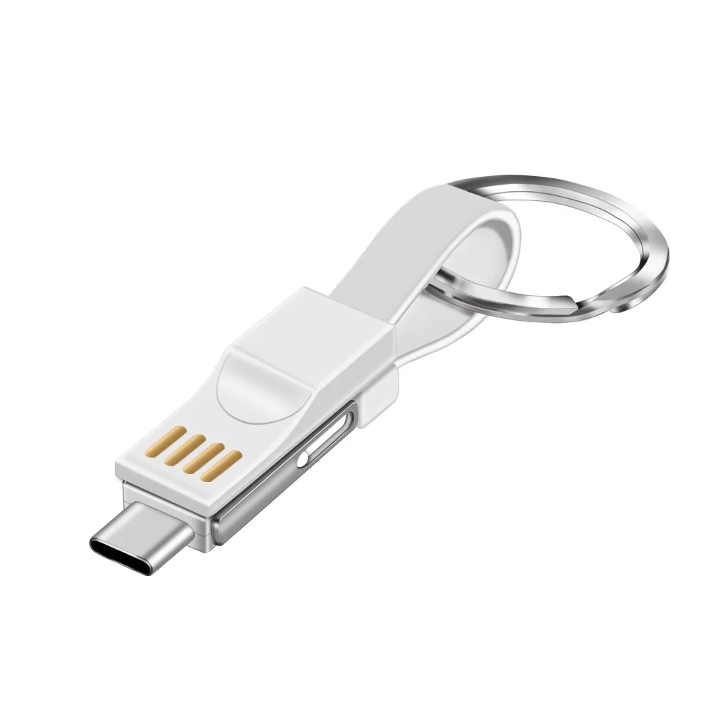 Mini magnetic 3 In 1 Keychain Charger Cable Key Ring USB Data Cord For iPhone Samsung Xiaomi Android Type-C key chain portable