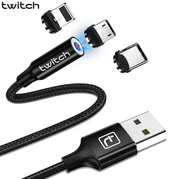 Twitch 1M 2M Magnetic Micro USB Cable For iPhone Samsung Android Mobile Phone Fast Charging USB Type C Cable Magnet Charger Cord