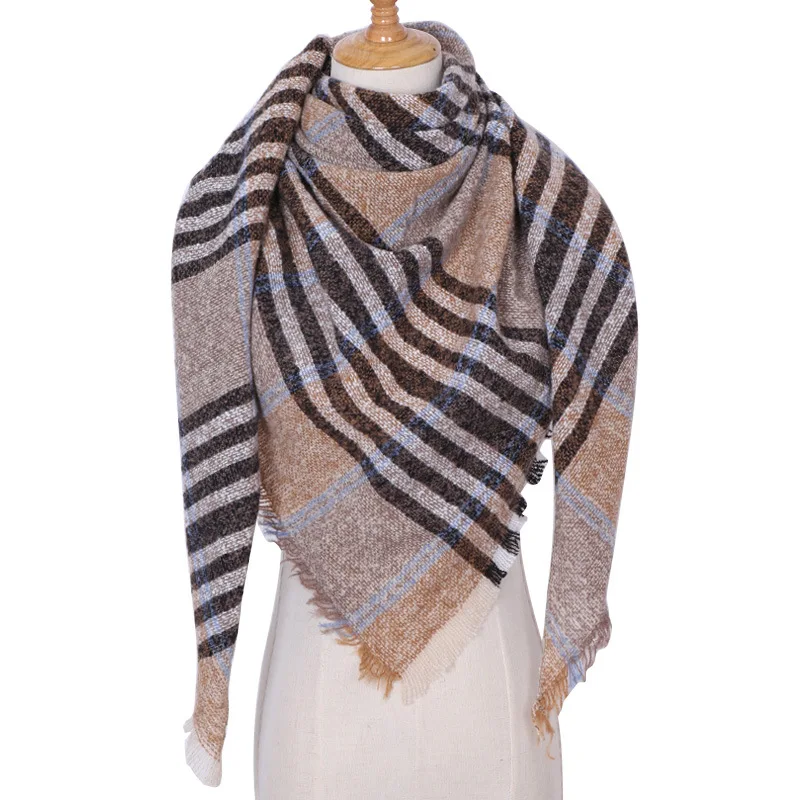 2019 new designer brand women cashmere scarf triangle winter scarves lady shawls and wraps knit blanket neck striped foulard (9)
