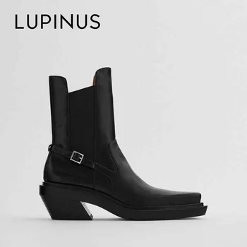 

Lupinus Lupinus Fashion Square Toe High Heel Ankle Boots For Women 2020 New Chunky Heel Women Chelsea Boots Women Ankle Boots