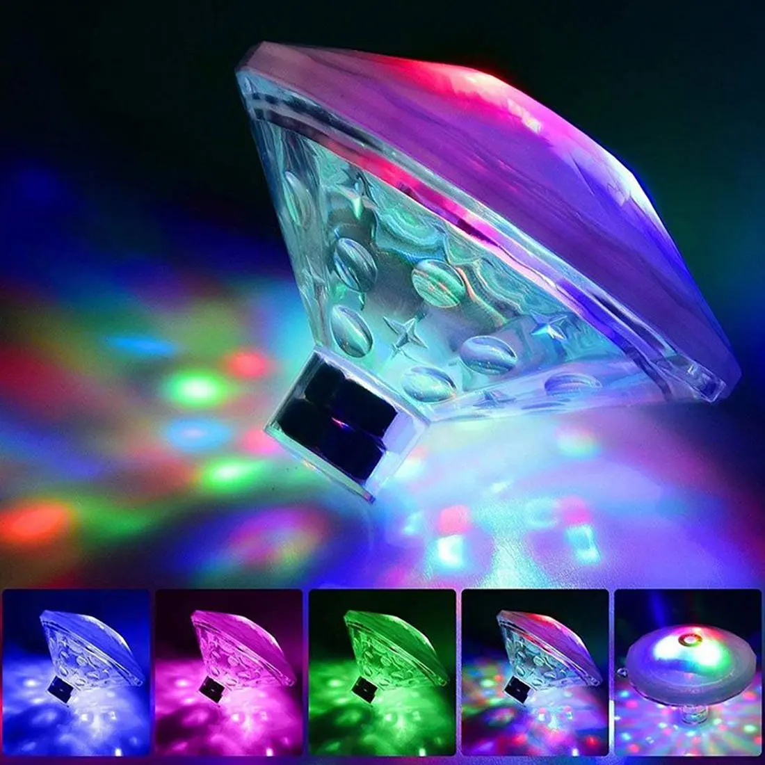 

LED Diamond Diving Stage Atmosphere Light Bathroom Swimmig Pool Illuminate Light Random Color Projection Lamp