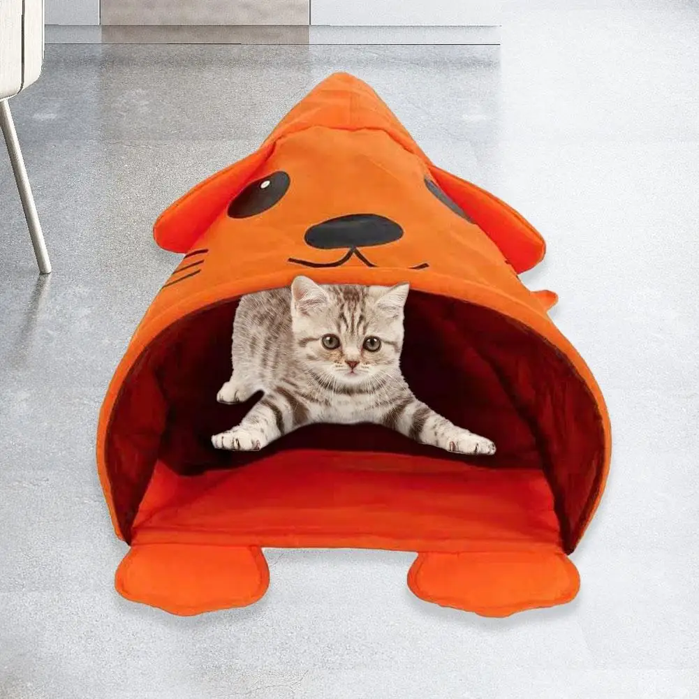 Милый мультяшный домик для домашних животных, кошечка, Crinkle, кровать-туннель, складной спальный мешок, портативный домик для домашних животных, для дивана, клетки, автомобиля, пола