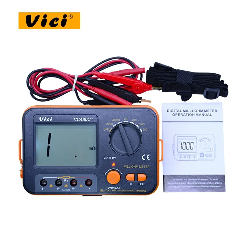 3 1/2 Digital Milli-ohm Meter Accuracy 4 Wire Test Backlight Multimeter  Precision Low Resistance Tester 0.01Mohm to 2Kohm VC480C