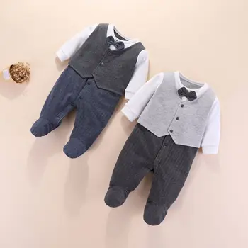 

Dark Blue Gray Baby Romper Add velvet to keep warm 2020 Autumn Winter New Baby Boy Clothes Warm Outfit