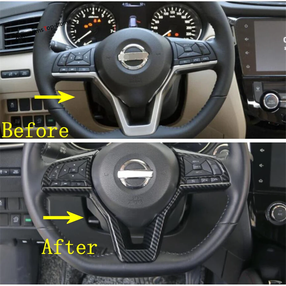 Matte Chrome Steering Wheel Trim For Nissan XTrail Rogue 2017 2018 2 pcs