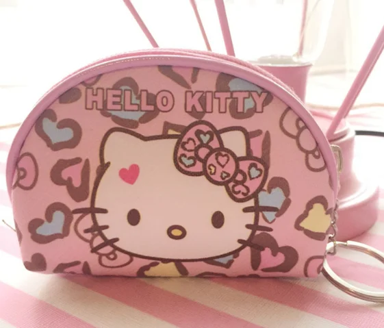 Лаванда Hello kitty холщовый ручной кошелек для монет и кошелек, чехол, сумка; карманная цепочка для ключей, женская сумка-держатель для макияжа - Цвет: Лаванда
