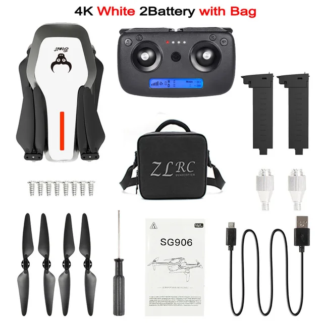 4K 2B BAG White SG906 gps бесщеточный Профессиональный Дрон 4K HD X50 зум Камера 5G Wifi FPV складной Квадрокоптер RC вертолет селфи дроны X pro - Цвет: 4K 2B BAG White