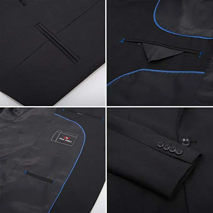 Черный Groomsman Slim Fit на одной пуговице люкс Блейзер Пальто Tux Лучшие Мужчины 3 шт костюм(жилет+ брюки+ куртка