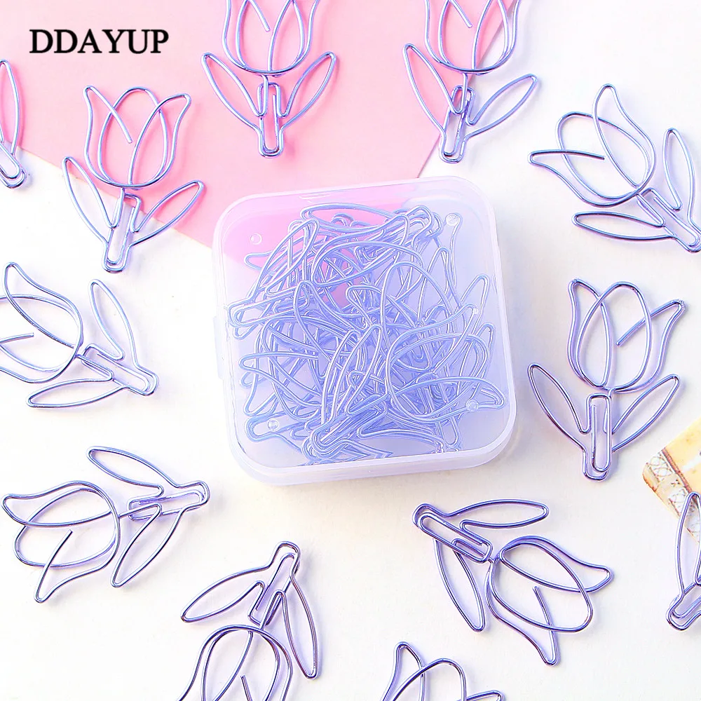 12Pcs/lot Tulip Bookmark Planner Paper Clip for Book Stationery School Supplies