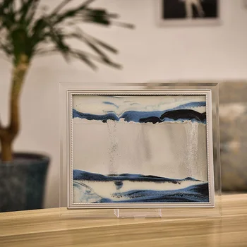 

3D Dynamic Flowing Grit Sand Painting Transparent Glass Frame Drawing Landscape J8 #3