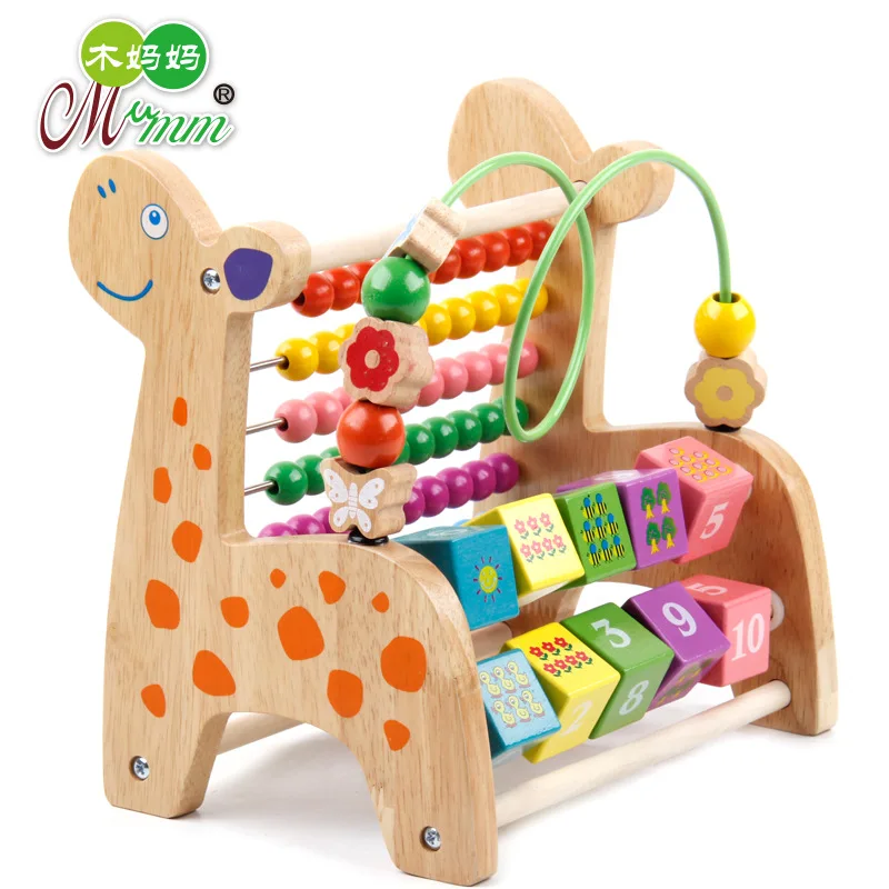 

Wooden Children Wood Color Deer Knock Piano Bead-stringing Toy Beaded Bracelet Replica Rack Calculation Frame CHILDREN'S Early C