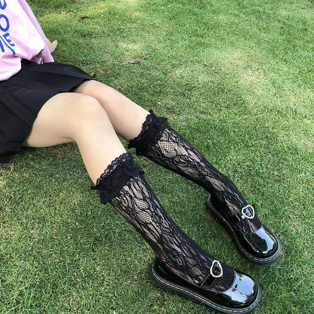 Chaussettes Hautes Lolita Rose à Motifs Pattes De Chat - Femme/Adulte - Cosplay