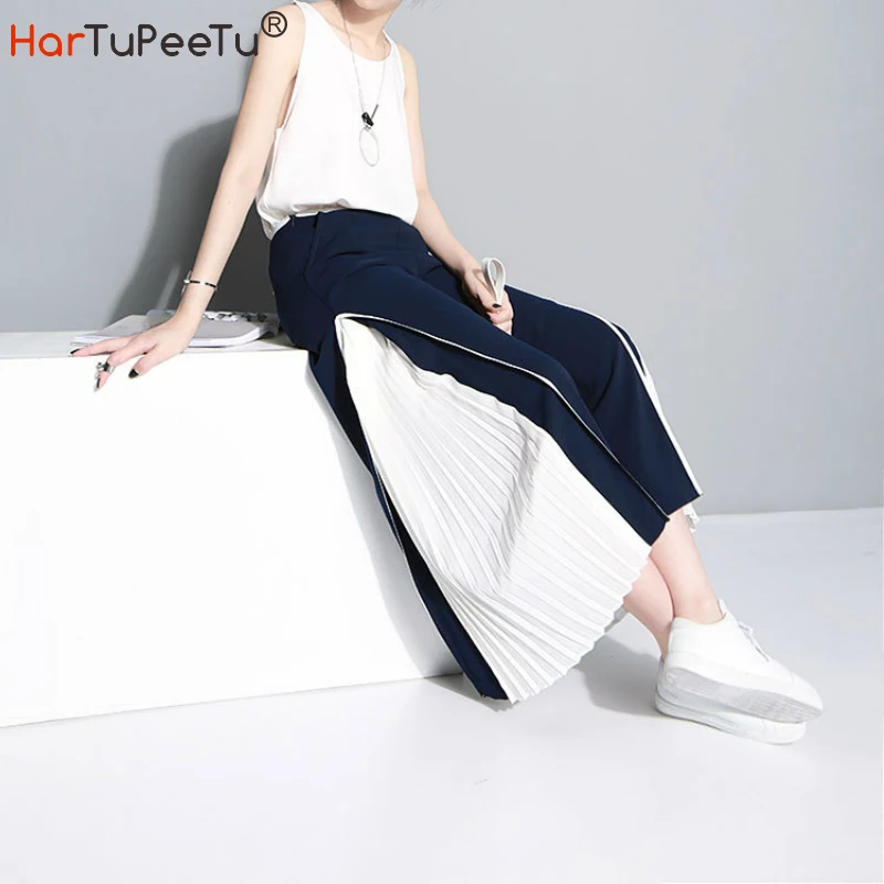 Брюки женские шифоновые с широкими штанинами и карманами | Женская одежда