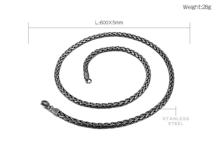 KALEN Stainless Steel Matte Long Linking Chain Necklace Men Brushed Snake Chain Box Chain Choker Necklace Jewelry Accessories