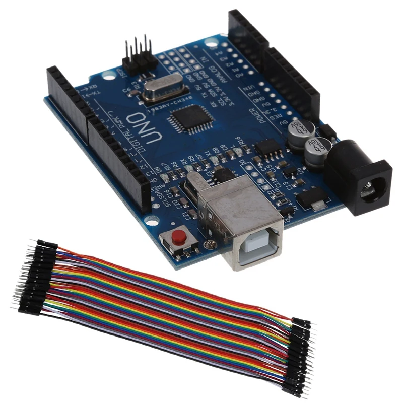 40 шт 20 см 2,54 мм Штекерная плата соединительный провод кабель для Arduino и Atmega328p CH340G UNO R3 плата+ USB кабель совместимый