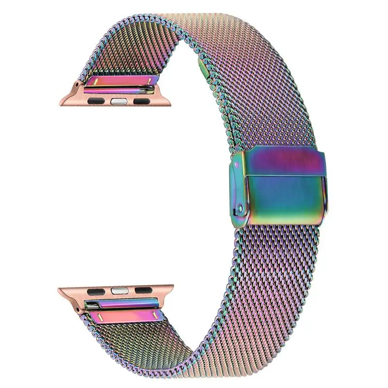 Colorful Красочные Миланский ремешок для наручных часов iWatch, версия Apple Watch Series 5 4 3 2 1 44/42/40/38 мм Для женщин Для мужчин сетки группы Нержавеющая сталь ремень - Цвет ремешка: Colorful
