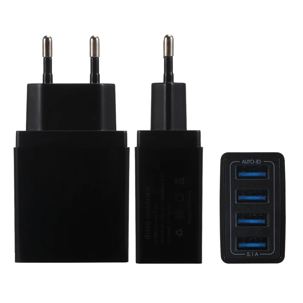 4USB зарядное устройство 5.1A мобильный телефон планшет путешествия Быстрая зарядка зарядная головка стандарты США европейские правила британское зарядное устройство
