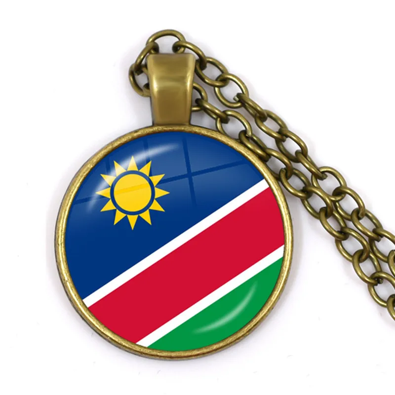 Botswana,Namibia,Swaziland,Madagascar,Malawi,Mayotte Nation Flag Necklace 25mm Glass Cabochon Pendant For Women Girls Gift