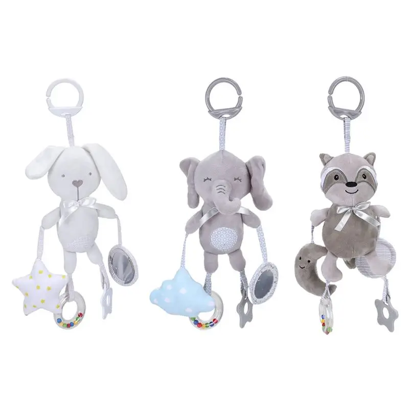 Baby Kids Plush Toys Cartoon Animal Rattle Hand Bell with Mirror Infant Teether | Игрушки и хобби