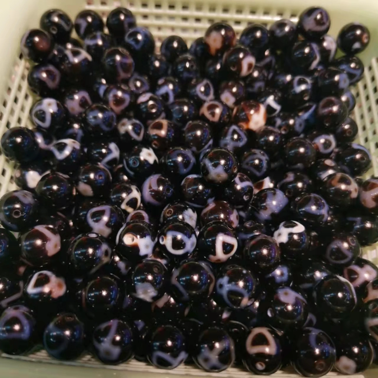 30pcs/lot pure natural various patterns 10mm agate round beads permeated dzi beads Accessories such as necklaces bracelets gem