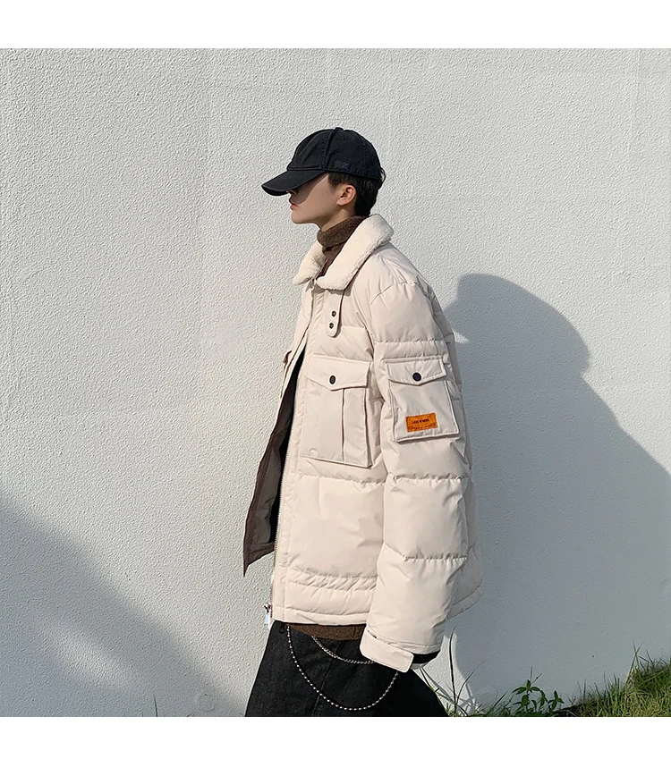 Parka Men Coats Winter Jacket Men Thicken Warm Berber Fleece Collar Outwear Coat Men Clothing Casual Pocket Men Coat
