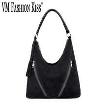 VM FASHION KISS Женская замшевая кожаная сумка на плечо, женская сумка для отдыха с кисточкой через плечо, дамская сумочка Хобо, сумка-мессенджер, сумки с верхней ручкой, кошелек