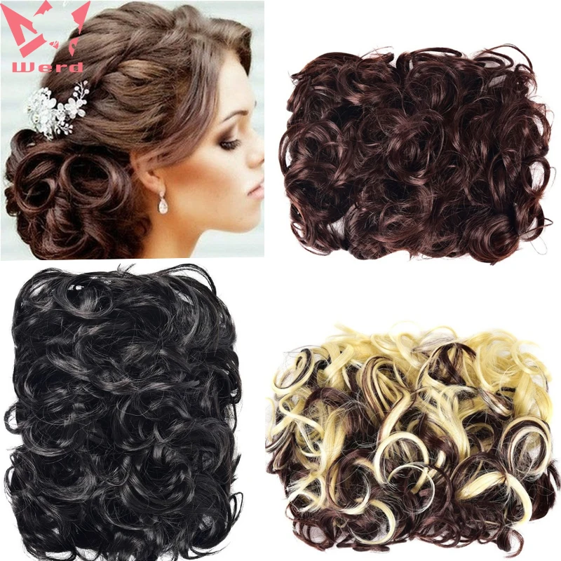 Кудрявые шиньон Updo волосы бант два гребня пластиковые клипсы шиньоны