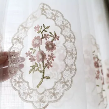 

Custom-made Direct-selling Grid Embroidered Yarn Good Moon Round Window Yarn Small Fresh Bedroom Floor Screen Curtain Wholesale