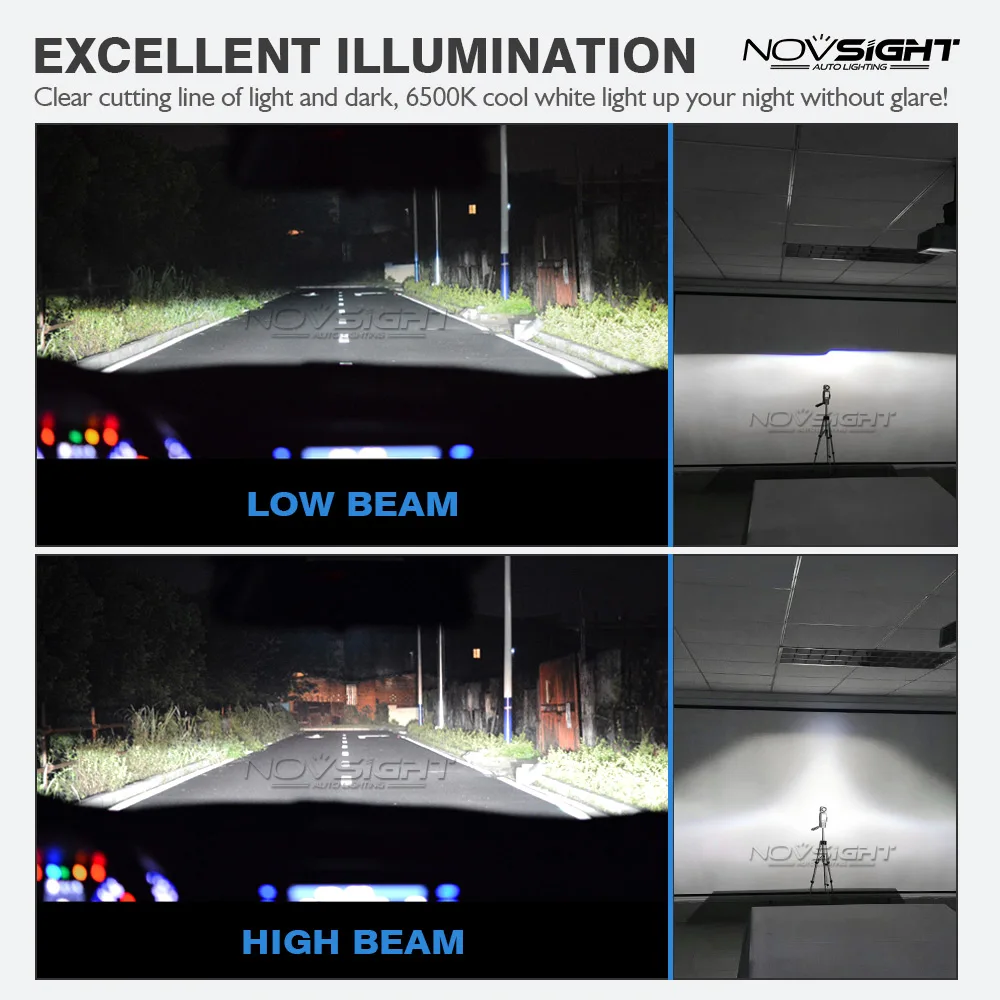 Светодиодные фары NOVSIGHT H4 H3 H8 H9 9005 9006 9007 H13 лампы H7 H11 H1 светодиодная лампа для