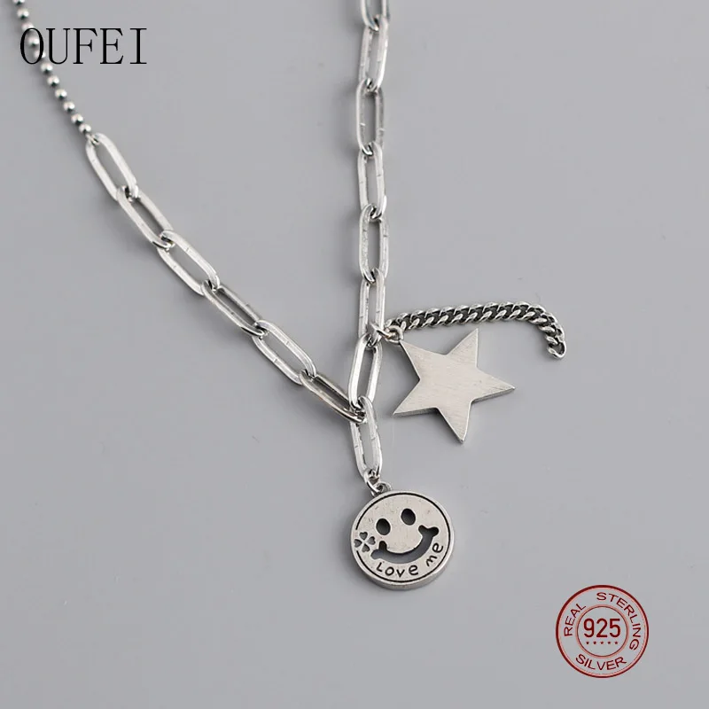 

OUFEI babygirl Necklace Chain 925 Sterling Silver Cute Necklace Art Jewelry Couple Necklace Luxury Jewelry Girl Gift