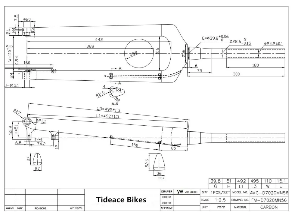 Tideace Boost вилка 110x15 мм UD MTB горный велосипед вилка для 27,5 er plus МТБ карбоновая рама жесткая Велосипедная вилка 27,5 ''plus