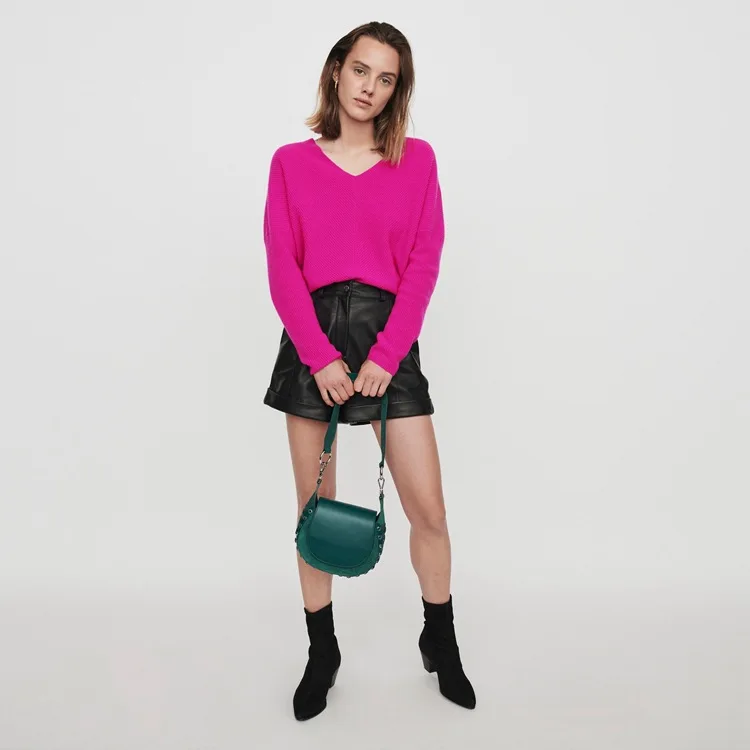 

2019 Autumn New Women Sweater V-neckline Cashmere Simple Knitted Sweater V-Neck Pullovers Computer Knitted Women Sweaters