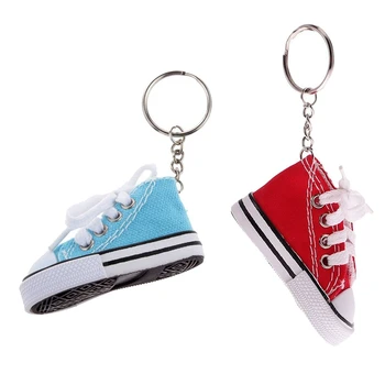 

2Pcs Fashion Shoe Pendant Keychain Canvas and Plastic Keychain Gift - Red & Light Blue