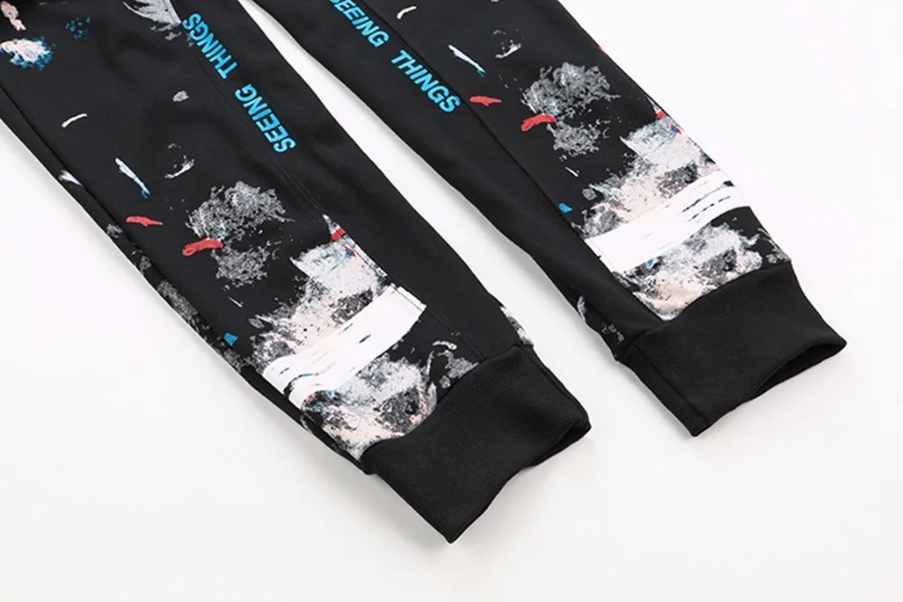 OFF-WHITE Звездные фейерверки брюки свободные мужские повседневные брюки для пары ow брызги чернил граффити улица хип хоп