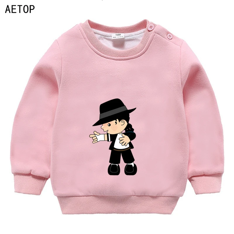 80-130cm bad boy michael winter Plus velvet Sweatshirt Boys Girls Funny hoodies for Kid O-Neck Tops Children Cartoon Baby - Цвет: as picture