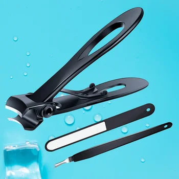 

3pcs Stainless Steel Nail Clippers Wide Jaw Opening Nial Cutter Set Strong Nail Shaping Kit(Black)