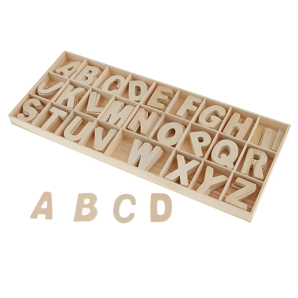 

156 Piece Set Wooden Letters with Storage Tray Case Alphabet Letters Kids Learning Toy