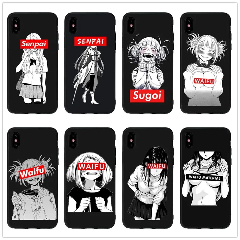 Горячий Sugoi Senpai аниме waifu чехол для телефона iPhone11Pro Max XS XR X 8 7 6 6S Plus Мягкий Черный