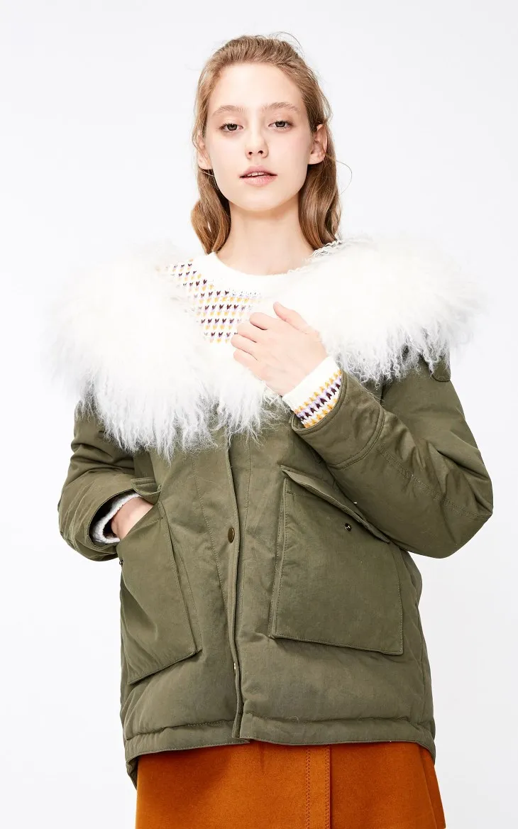 Vero Moda овчина меховой воротник с капюшоном зимняя хлопковая стеганая куртка пальто женская | 318422502
