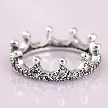 

Original Enchanted Crown With Crystal Rings For Women 925 Sterling Silver Ring Wedding Party Gift Fine Europe Jewelry